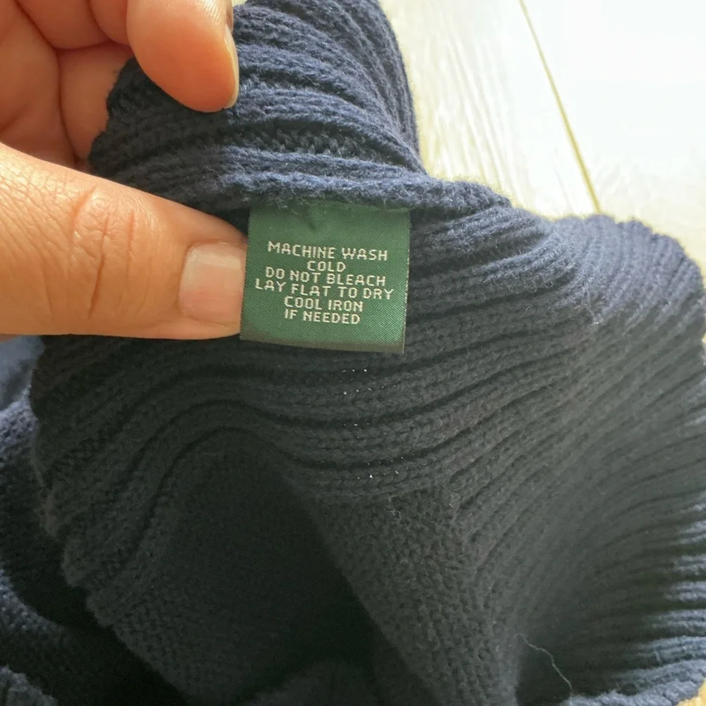 LRL Ralph Lauren Navy Turtleneck Sweater /Y2K cotton Knit